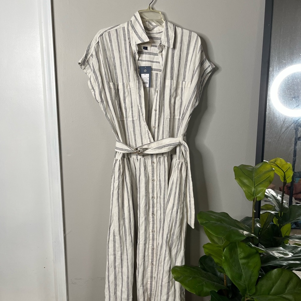 Universal thread Striped Button-Front drop waist … - image 1